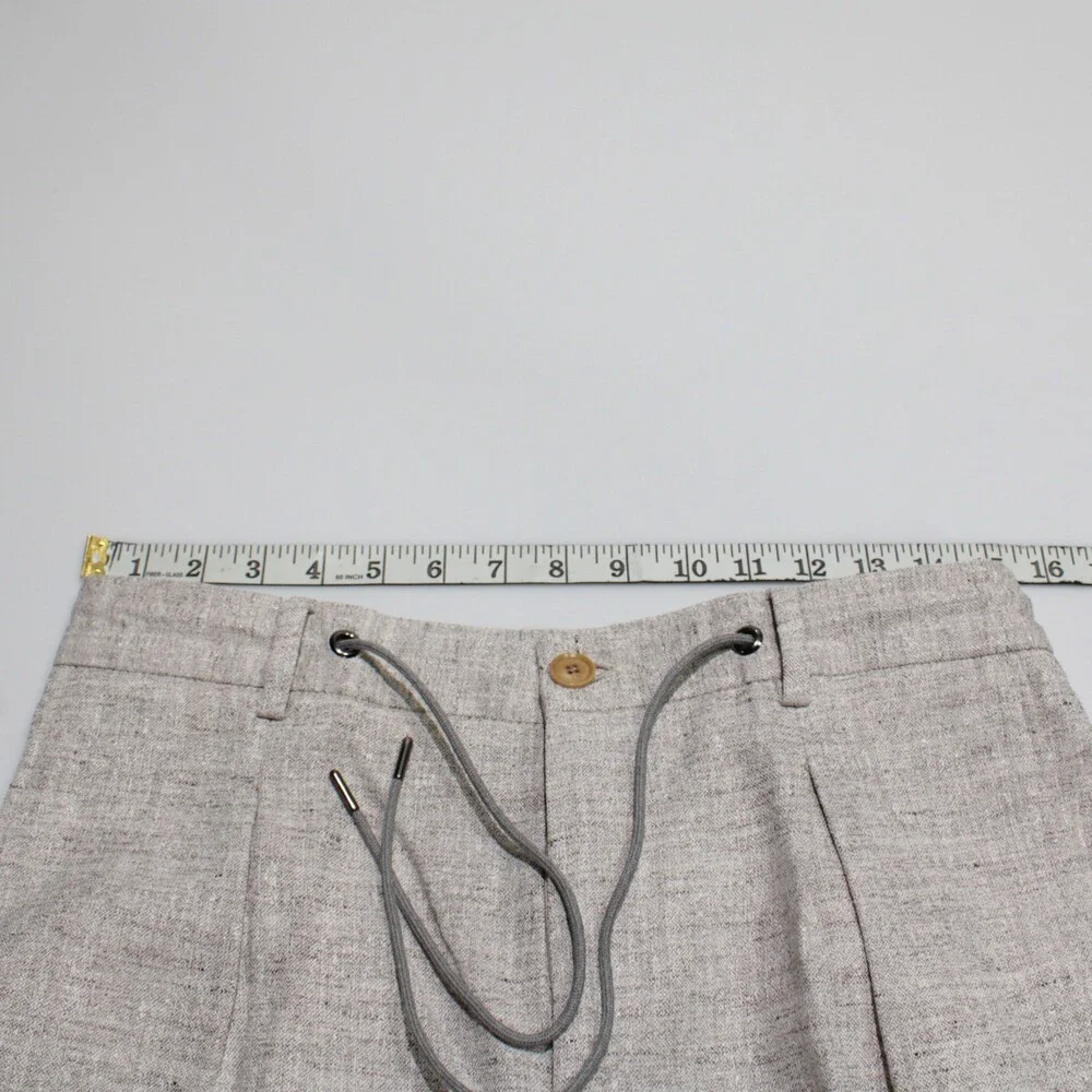Luciano Barbera NWT Pleated Dress Pants Size 50 (US 34) in Brown Linen Blend